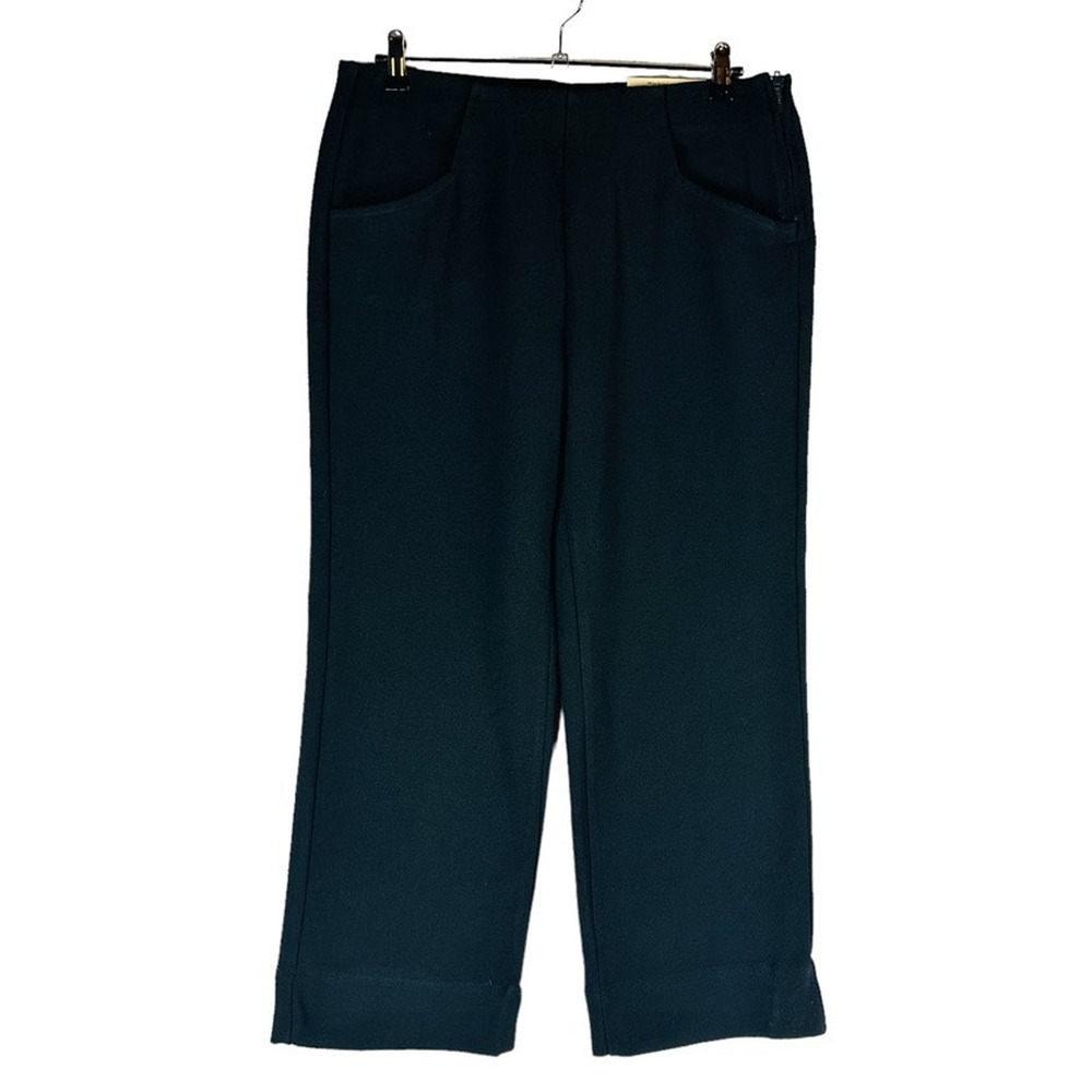 Soft Surroundings Womans 10P 12P Pants Wide Leg Full Length Black Side Zip NWT